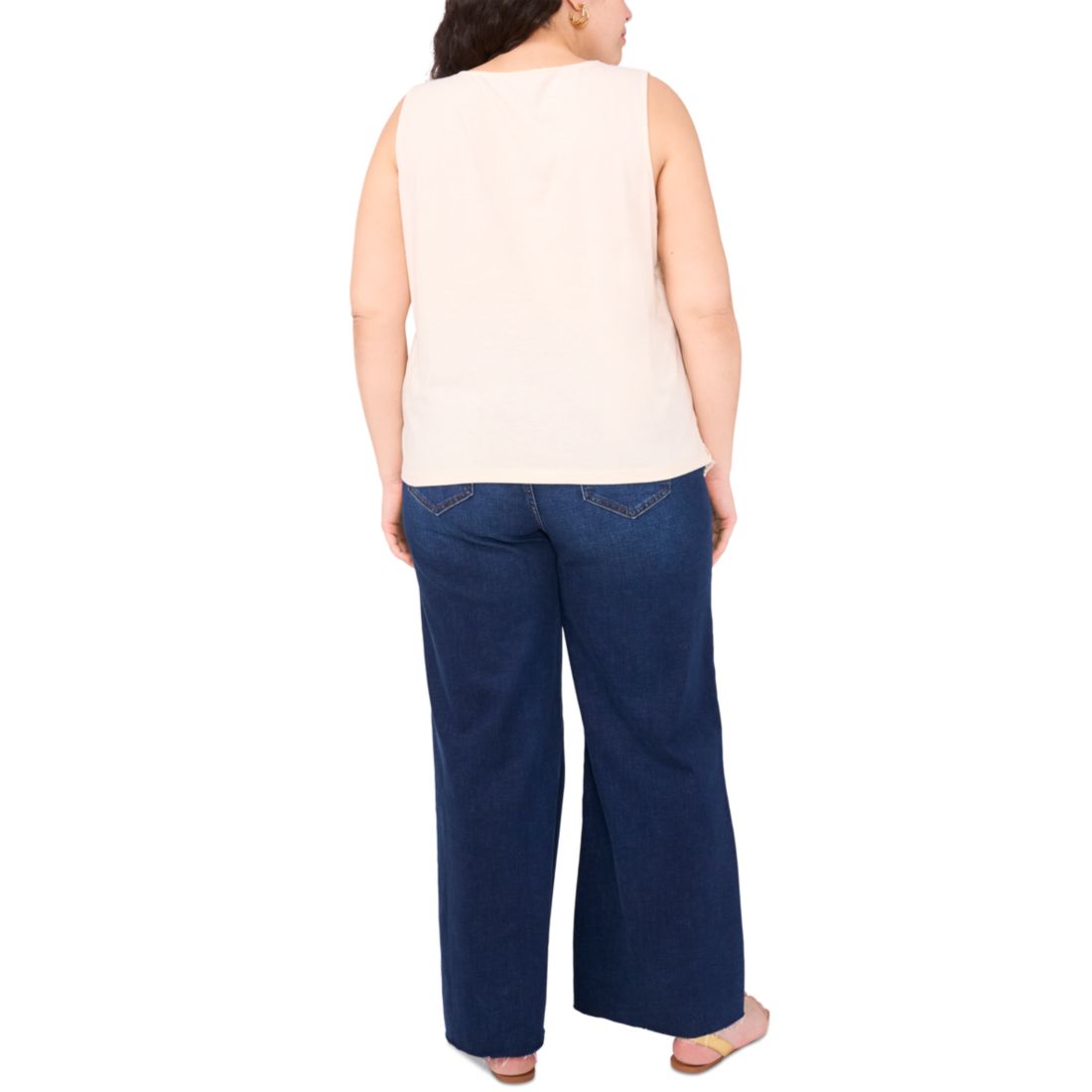 Vince Camuto Plus Size Crochet-Front Scalloped-Hem Tank Top