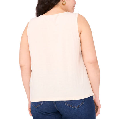 Vince Camuto Plus Size Crochet-Front Scalloped-Hem Tank Top