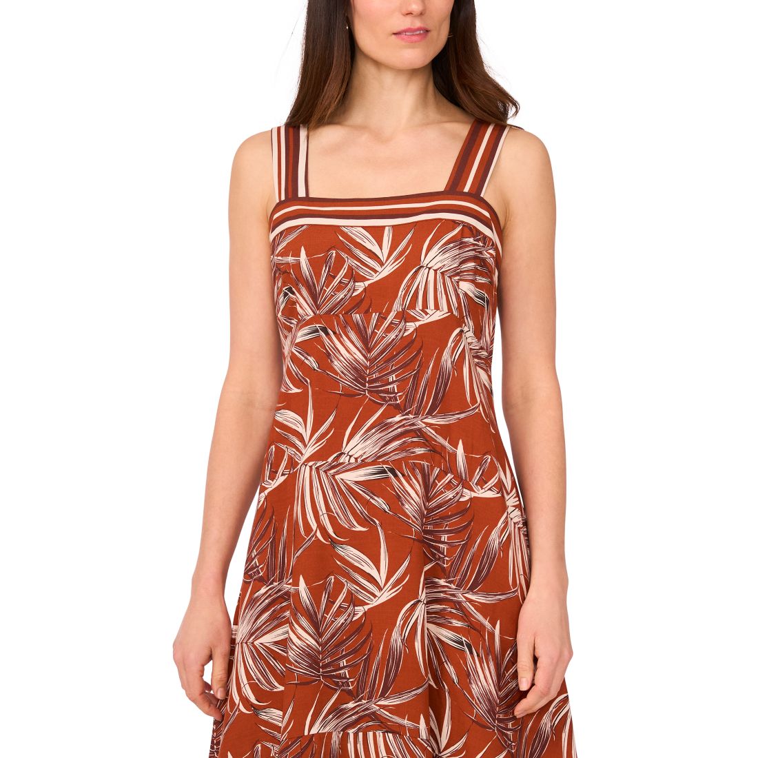 Vince Camuto Women's Printed Square-Neck Sleeveless Maxi Dress