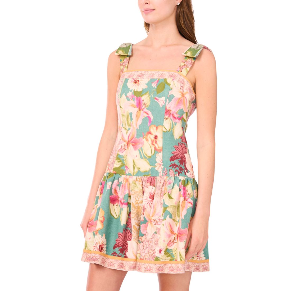 CeCe Women's Sleeveless Square-Neck Fit & Flare Dress