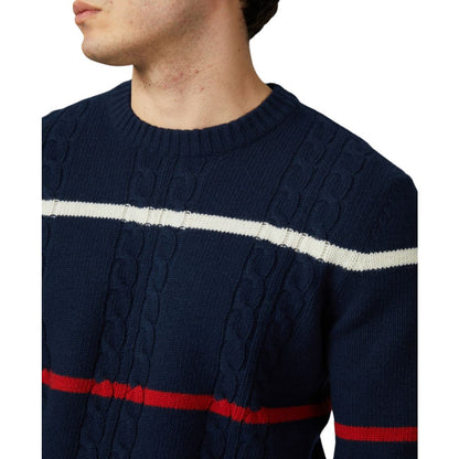 Ben Sherman Men's Cable Stripe Crew Neck Sweater
