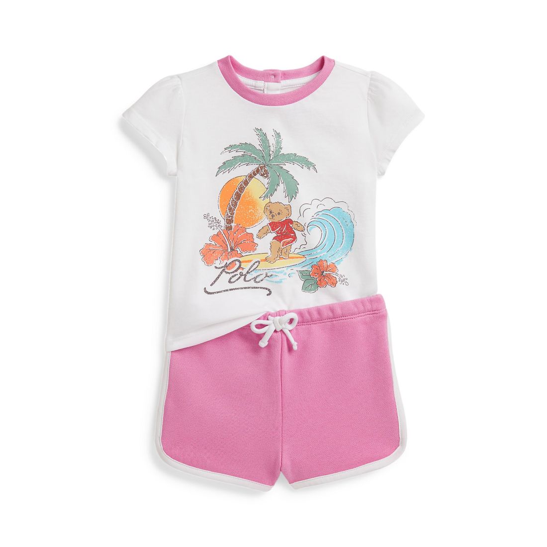 Polo Ralph Lauren Baby Girls' Crewneck T-Shirt and Terry Shorts, 2-Piece Set