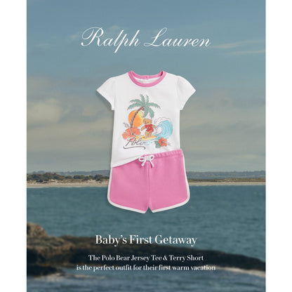 Polo Ralph Lauren Baby Girls' Crewneck T-Shirt and Terry Shorts, 2-Piece Set