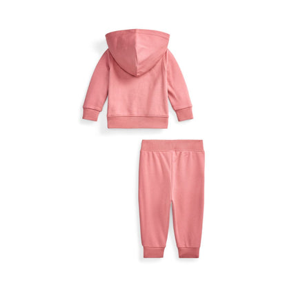 Polo Ralph Lauren Baby Girls' Eyelet-Trim Long-Sleeve Hoodie and Jogger Pants, 2-Piece Set