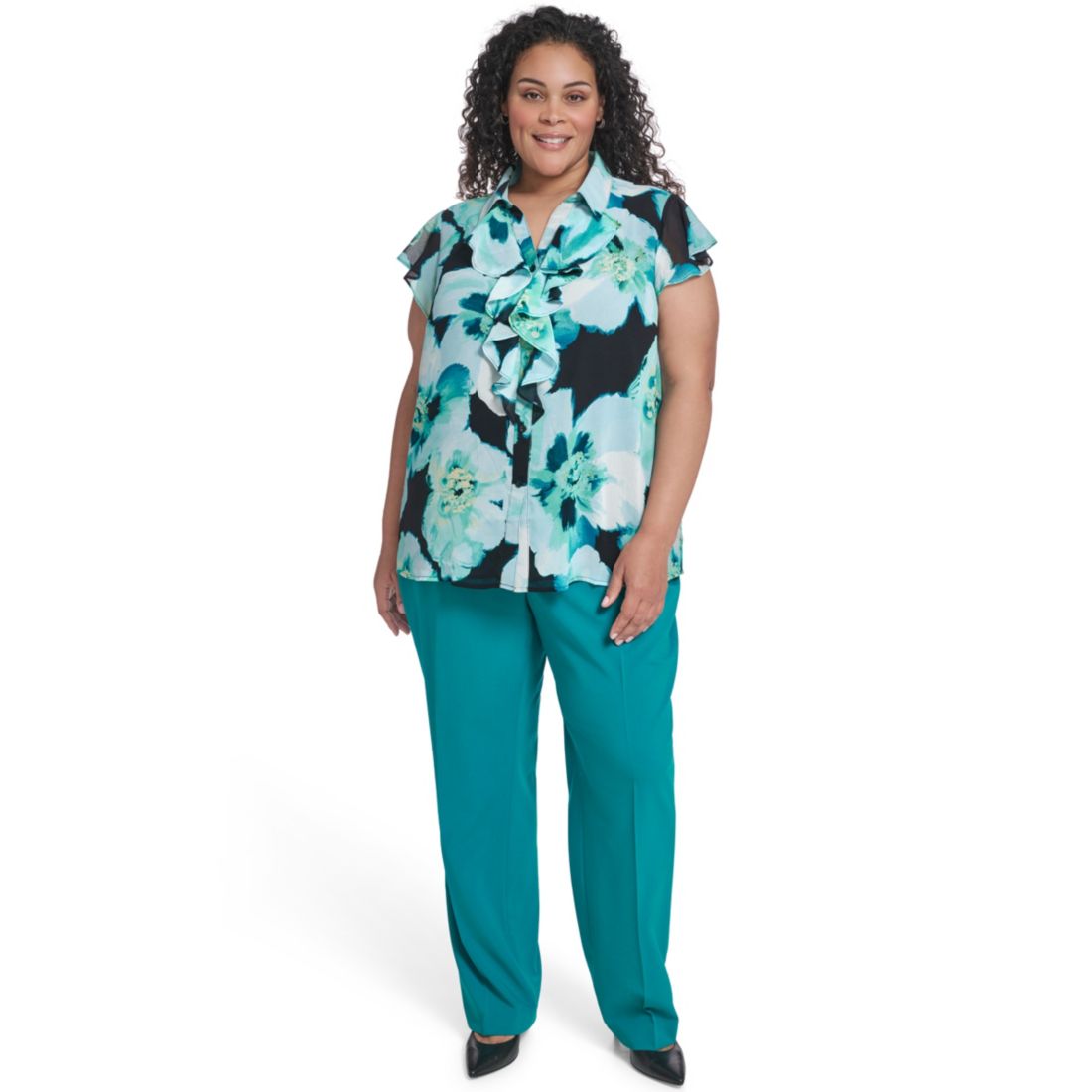 Calvin Klein Plus Size Collared Neck Short-Sleeve Top