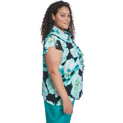 Calvin Klein Plus Size Collared Neck Short-Sleeve Top