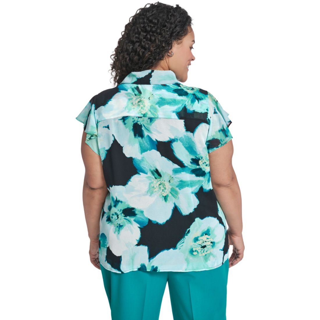 Calvin Klein Plus Size Collared Neck Short-Sleeve Top