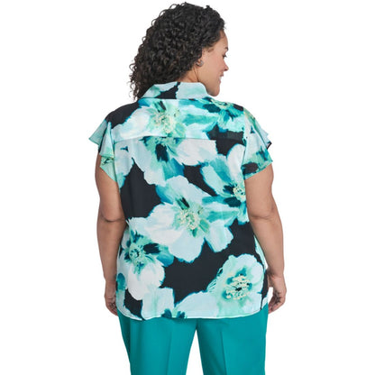 Calvin Klein Plus Size Collared Neck Short-Sleeve Top