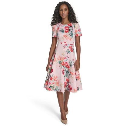 Calvin Klein Women's Short-Sleeve Printed Midi Dress