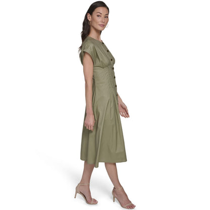 Calvin Klein Women's Button Down A-Line Midi Dress