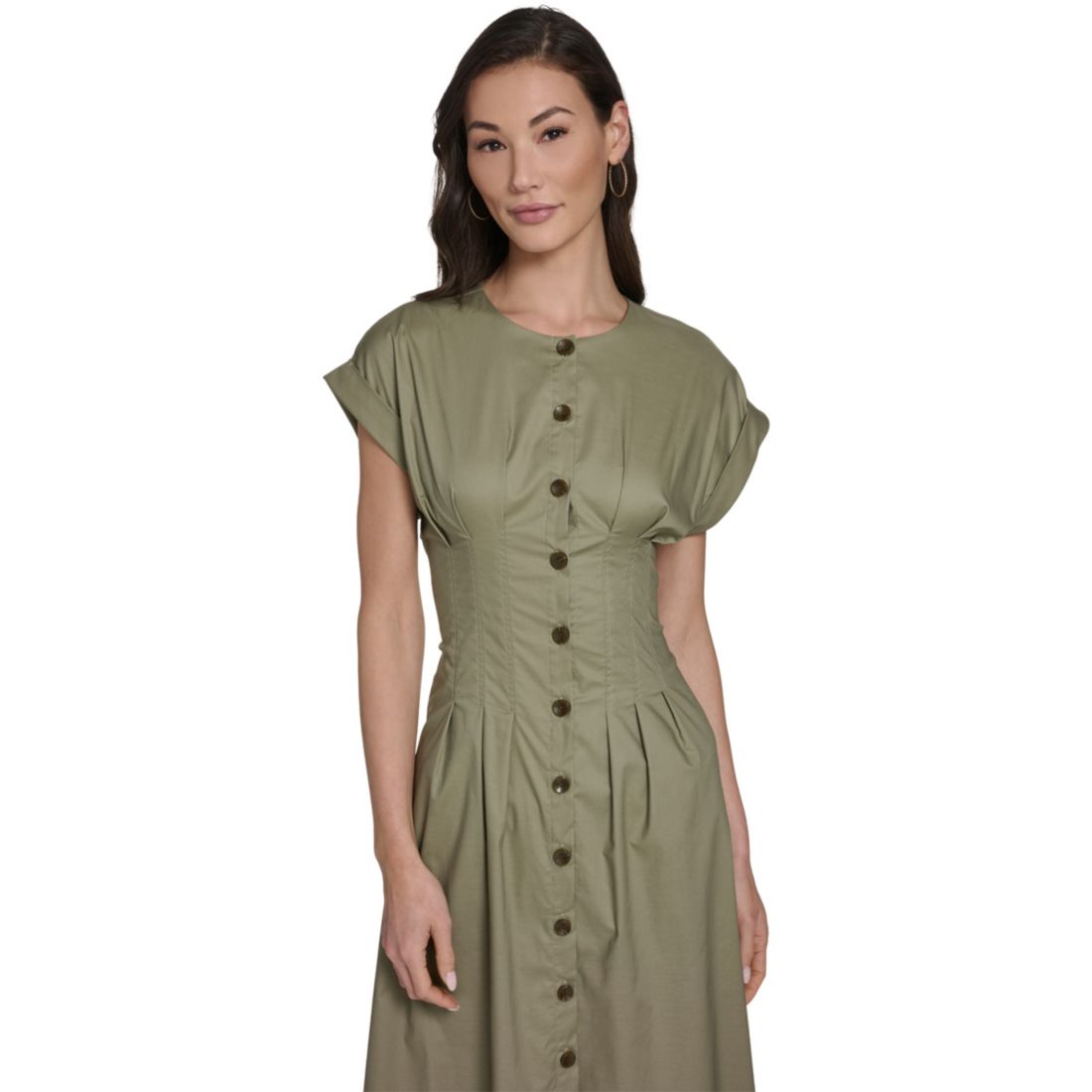 Calvin Klein Women's Button Down A-Line Midi Dress