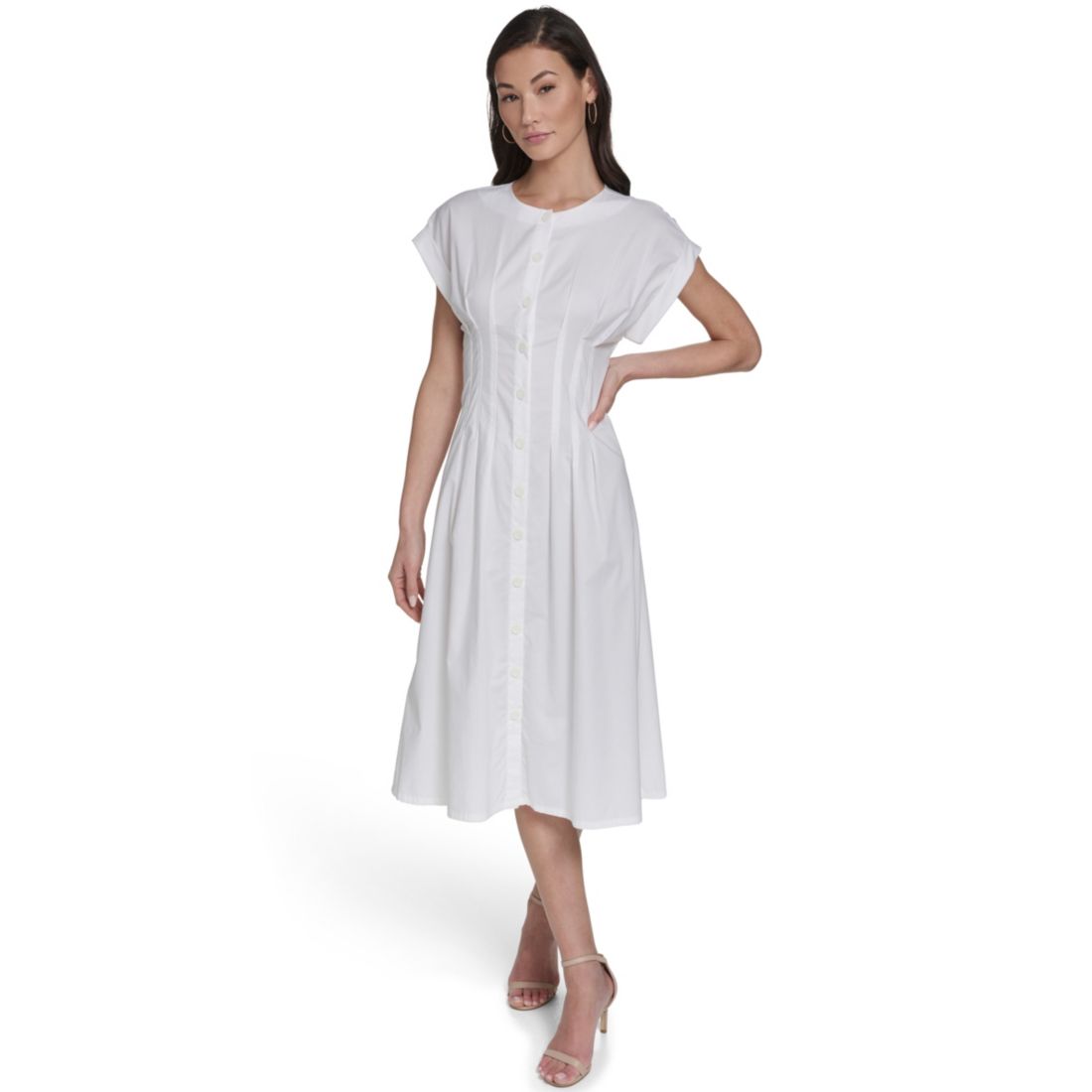 Calvin Klein Women's Button Down A-Line Midi Dress