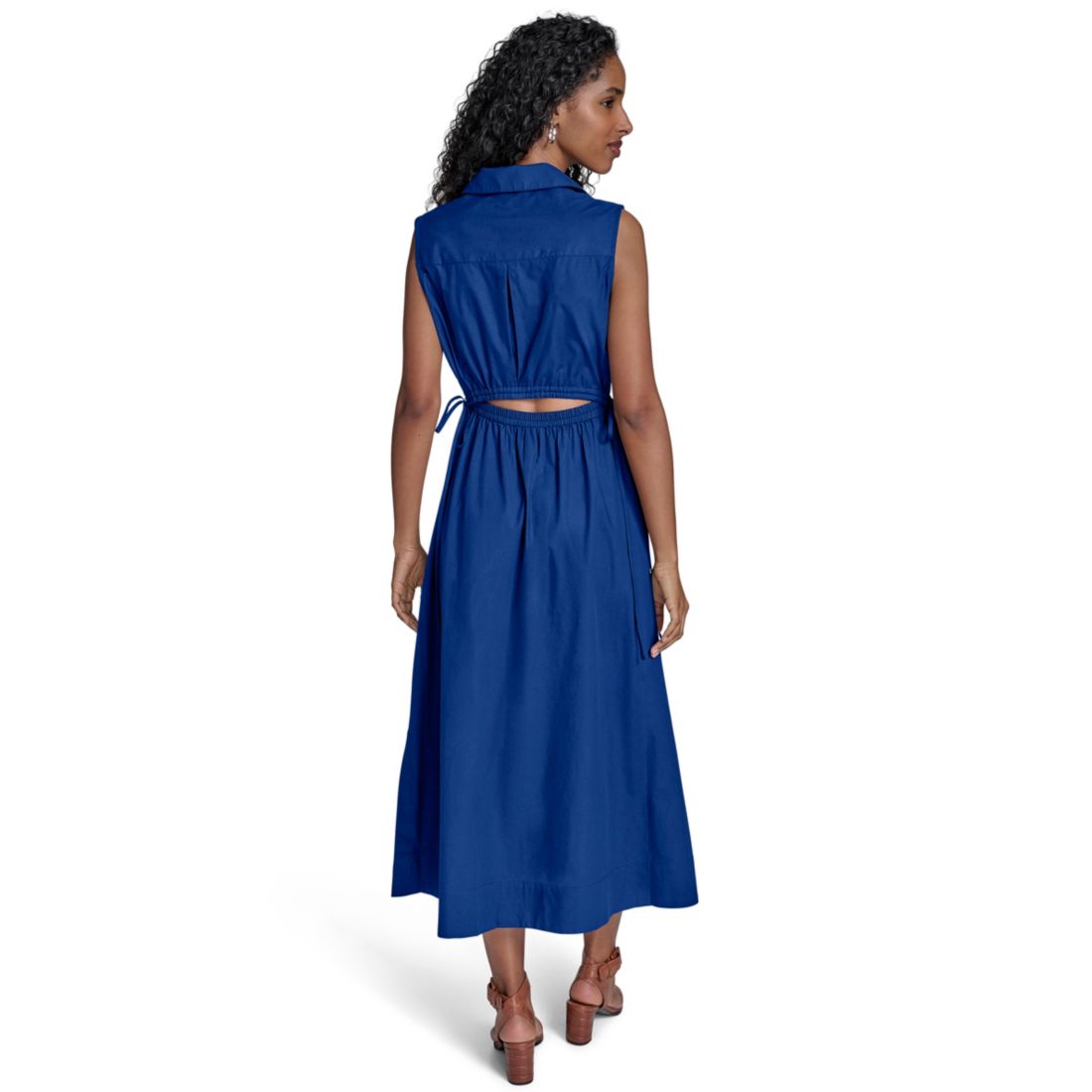 Calvin Klein Women's Cotton Drawstring Sleeveless Midi Dress
