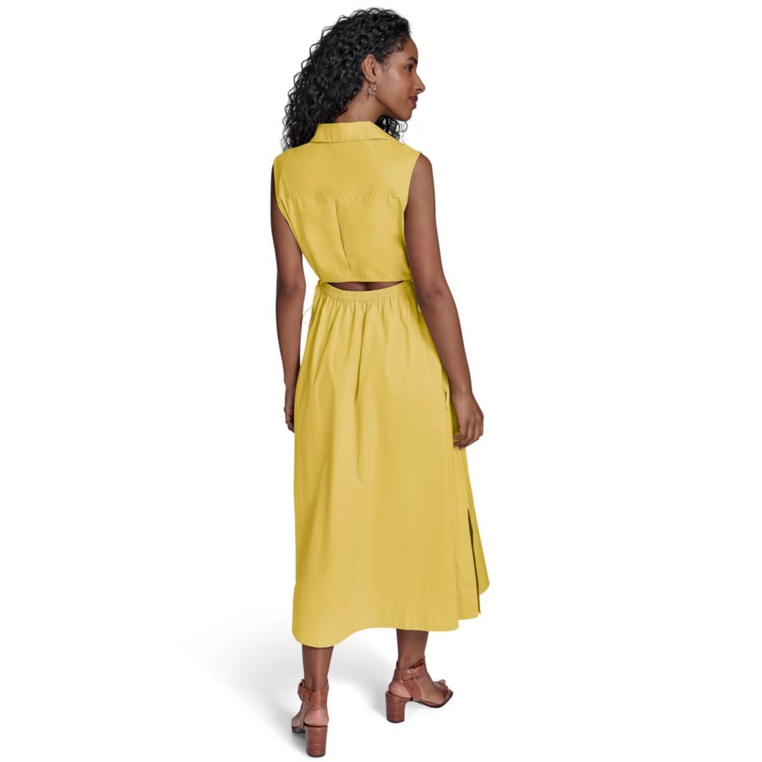 Calvin Klein Women's Cotton Drawstring Sleeveless Midi Dress