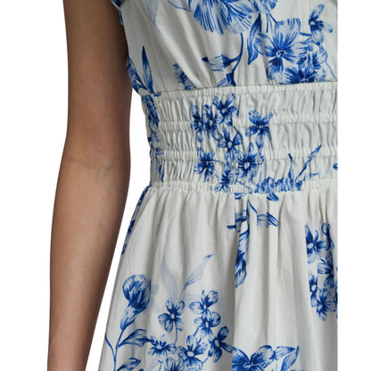 Calvin Klein Women's Floral Smocked V-Neck A-Line Midi Dress