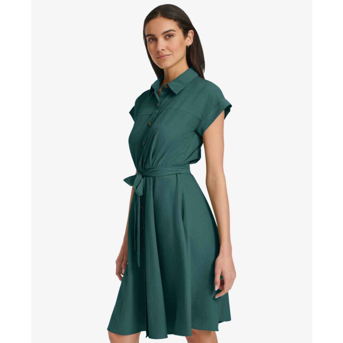 Calvin Klein Women's Belted Cap-Sleeve Shirtdress