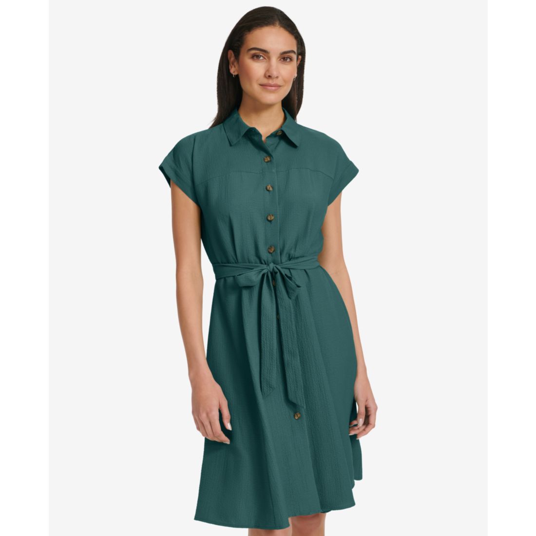 Calvin Klein Women's Belted Cap-Sleeve Shirtdress