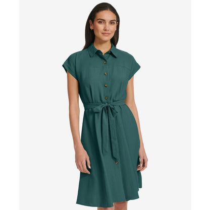 Calvin Klein Women's Belted Cap-Sleeve Shirtdress