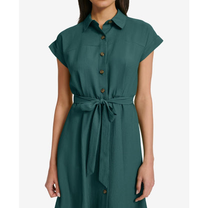 Calvin Klein Women's Belted Cap-Sleeve Shirtdress
