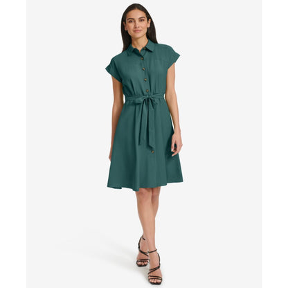 Calvin Klein Women's Belted Cap-Sleeve Shirtdress