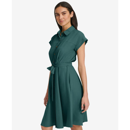 Calvin Klein Women's Belted Cap-Sleeve Shirtdress