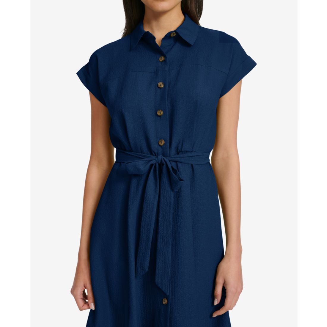 Calvin Klein Women's Belted Cap-Sleeve Shirtdress