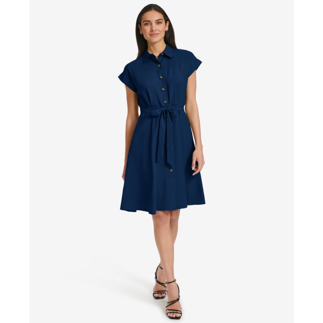 Calvin Klein Women's Belted Cap-Sleeve Shirtdress