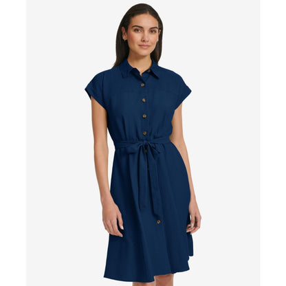 Calvin Klein Women's Belted Cap-Sleeve Shirtdress