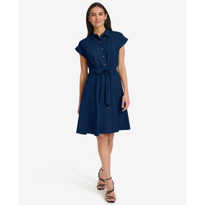 Calvin Klein Women's Belted Cap-Sleeve Shirtdress