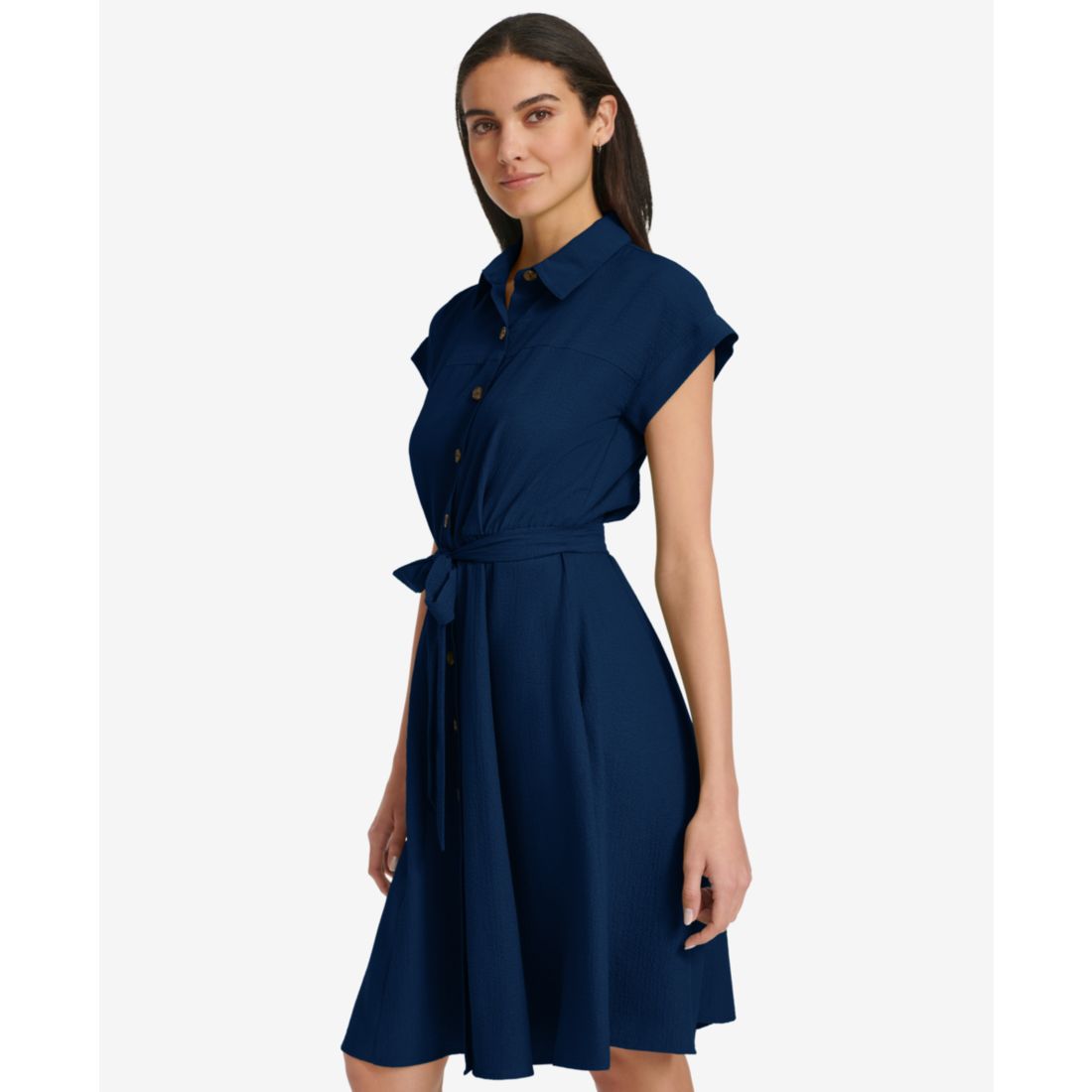Calvin Klein Women's Belted Cap-Sleeve Shirtdress