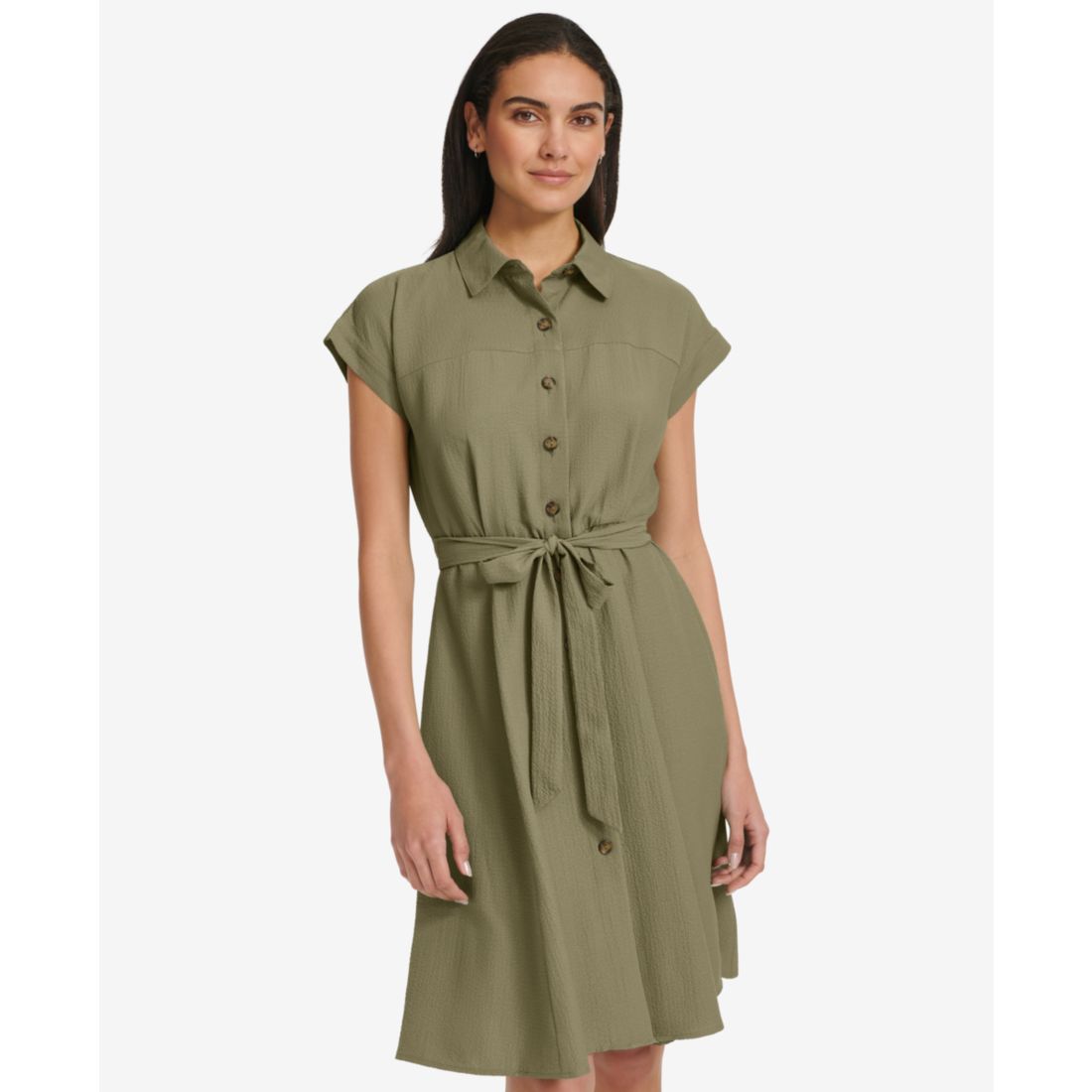 Calvin Klein Women's Belted Cap-Sleeve Shirtdress
