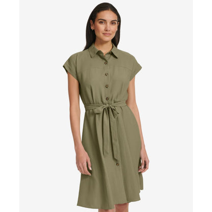 Calvin Klein Women's Belted Cap-Sleeve Shirtdress