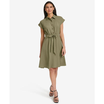 Calvin Klein Women's Belted Cap-Sleeve Shirtdress