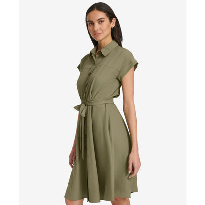 Calvin Klein Women's Belted Cap-Sleeve Shirtdress