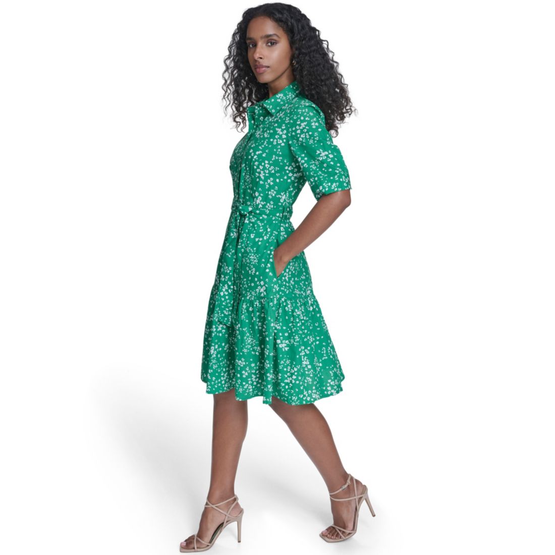 Calvin Klein Women's Short-Sleeve Tiered Shirt Dress