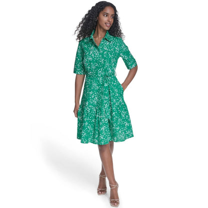 Calvin Klein Women's Short-Sleeve Tiered Shirt Dress