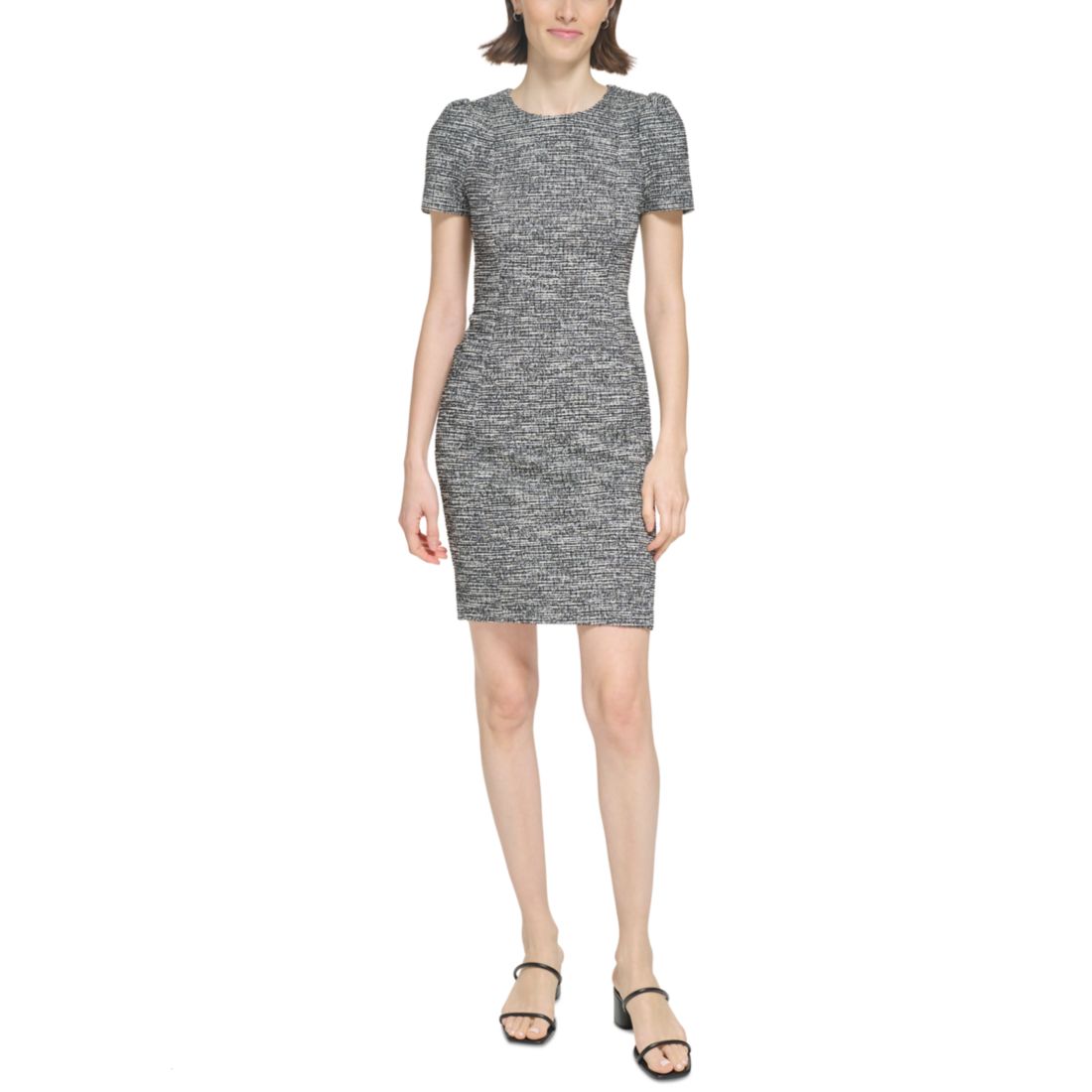 Calvin Klein Women's Tweed Short-sleeve Sheath Mini Dress