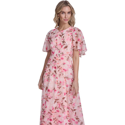 Calvin Klein Women's Short-Sleeve Smocked Printed Dress