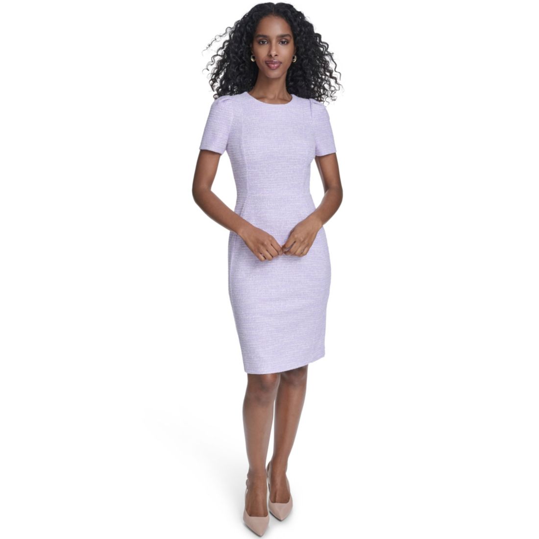 Calvin Klein Women's Tweed Short-sleeve Sheath Mini Dress