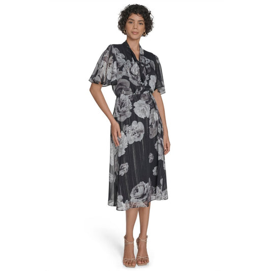 Calvin Klein Women's Flutter Sleeve Midi Dress