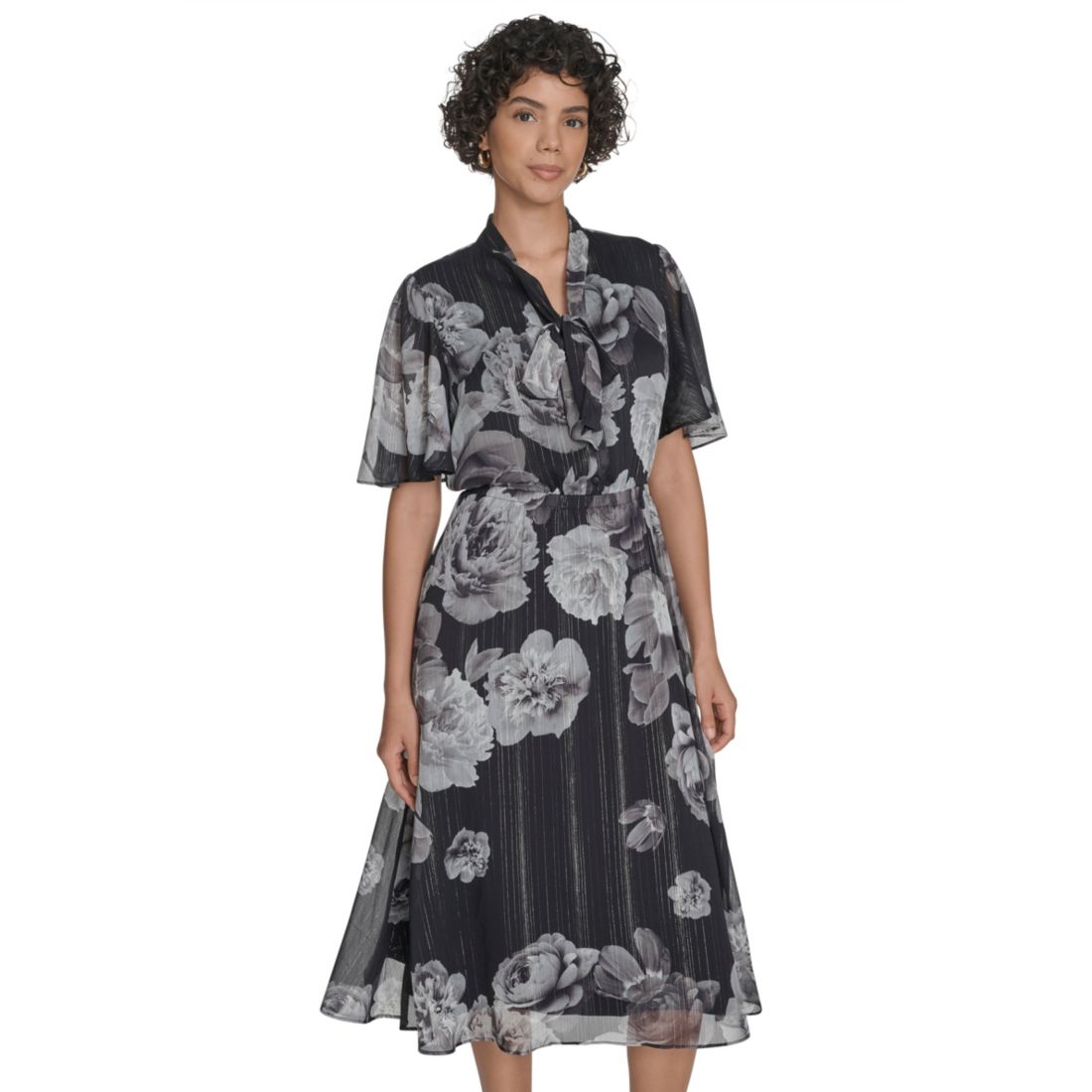 Calvin Klein Women's Flutter Sleeve Midi Dress