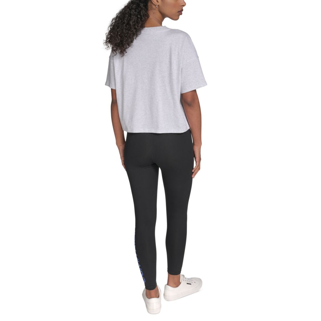 Calvin Klein Performance Women's Cotton Raised Logo Cropped T-Shirt - Optic Heather / Blue Twilight