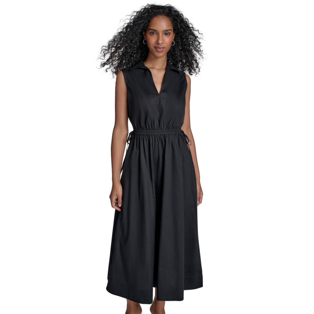 Calvin Klein Women's Cotton Drawstring Sleeveless Midi Dress
