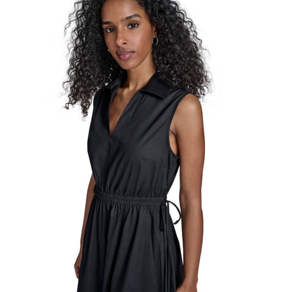 Calvin Klein Women's Cotton Drawstring Sleeveless Midi Dress