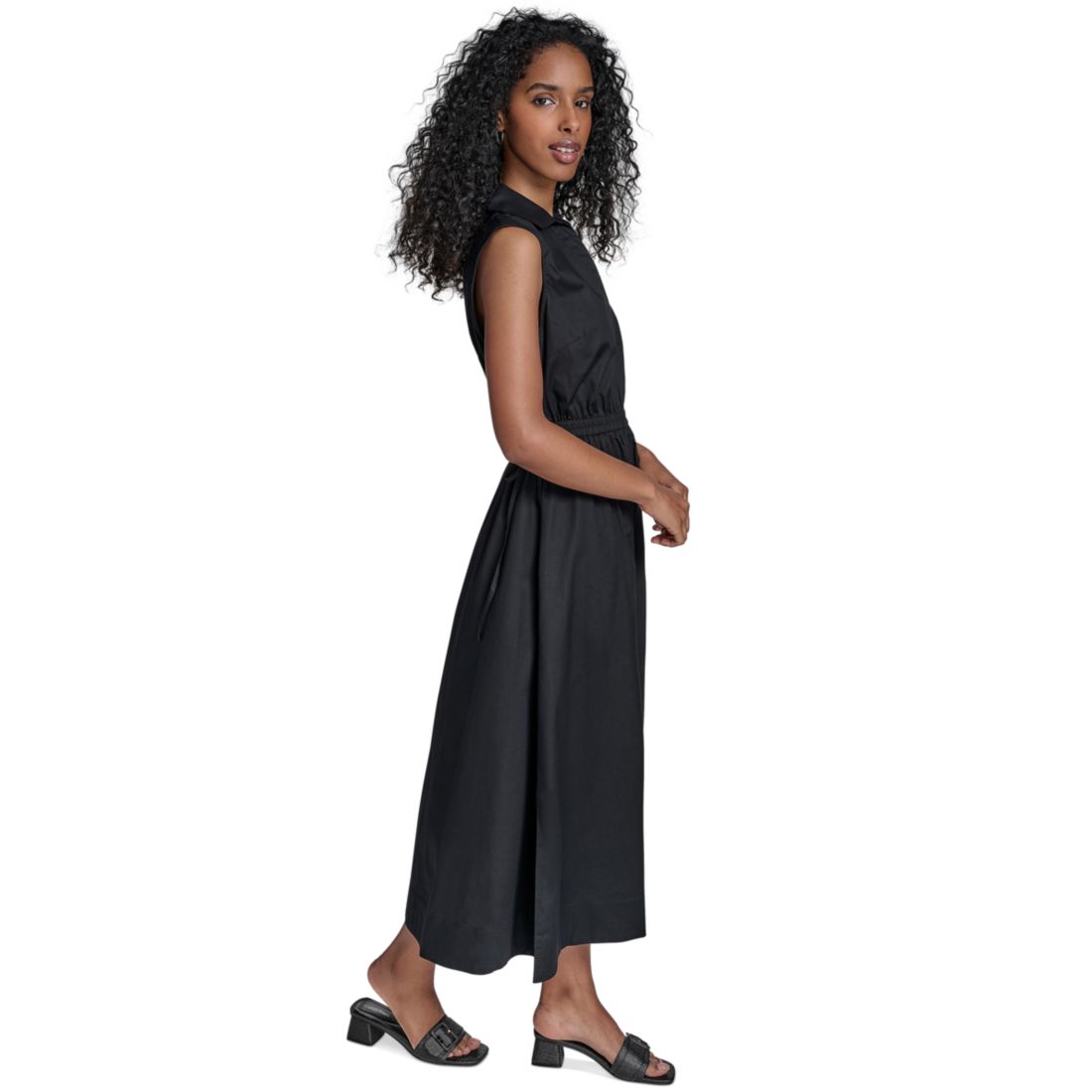 Calvin Klein Women's Cotton Drawstring Sleeveless Midi Dress