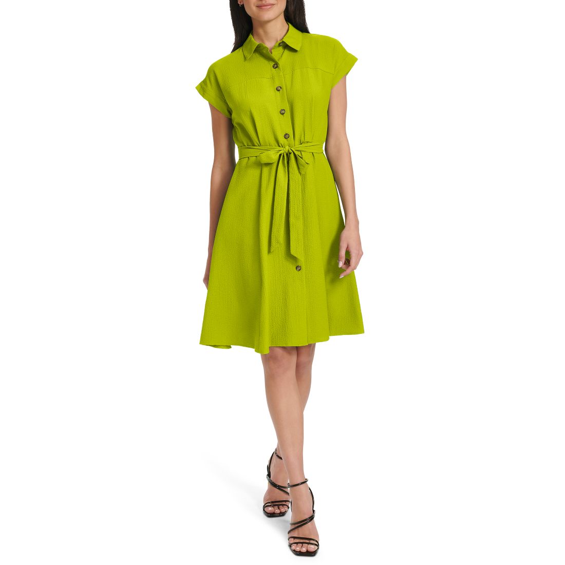 Calvin Klein Women's Belted Cap-Sleeve Shirtdress