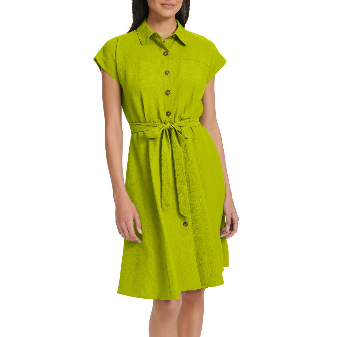 Calvin Klein Women's Belted Cap-Sleeve Shirtdress