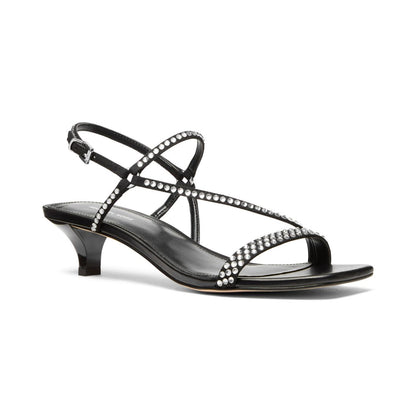 Michael Michael Kors Women's Selina Square Toe Sandals - Black/ Crystals