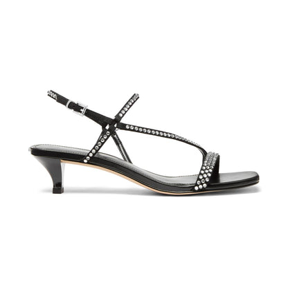 Michael Michael Kors Women's Selina Square Toe Sandals - Black/ Crystals