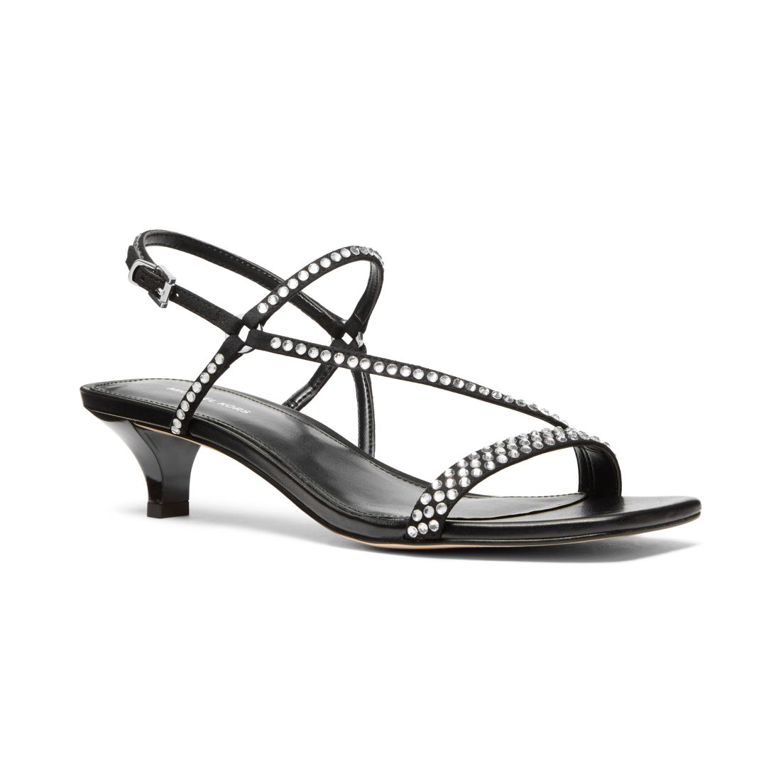 Michael Michael Kors Women's Selina Square Toe Sandals - Black/ Crystals